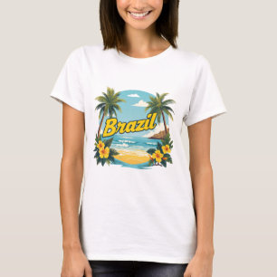 Camiseta Feminina Praia Brasil Tropical Verão Féri