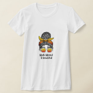 Camiseta Feminina Preta Abençoada & Linda