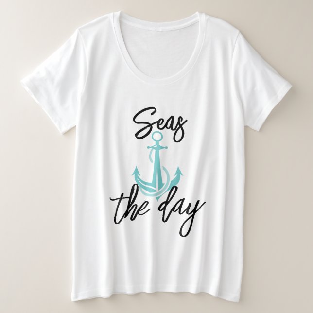 Camiseta Feminina Seas the Day Plus Size (Frente do Design)