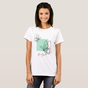 Camiseta Feminina Seja Você Arte de Linha de Bor