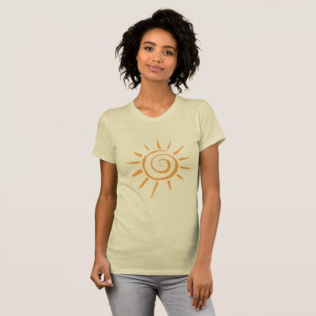 Camiseta Feminina Silhueta Sol Dourado (Frente Completa)