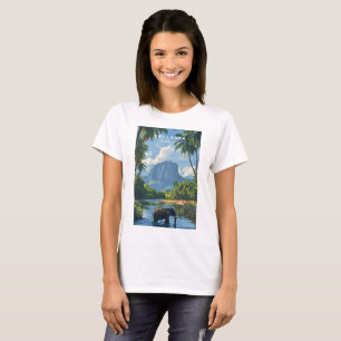 Camiseta feminina Sri Lanka Elefante Rio Selva