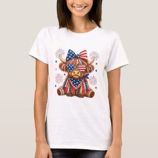 Camiseta Feminina Touro da Bandeira Americana