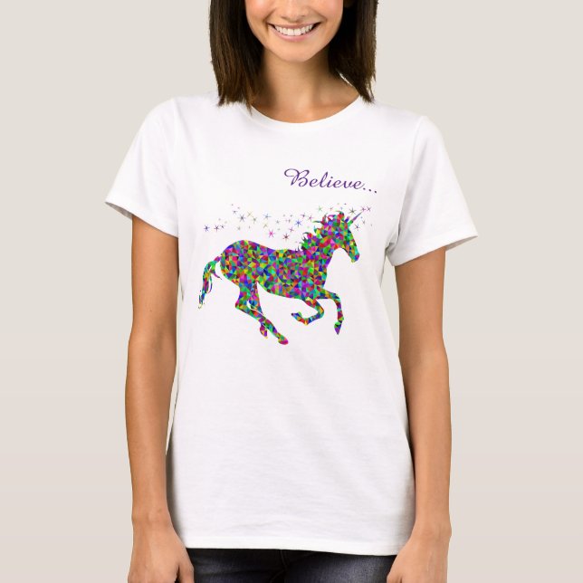 Camiseta Feminina Unicorn Magic Believe (Frente)