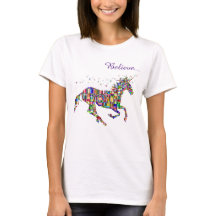 Camiseta Feminina Unicorn Magic Believe Pixel