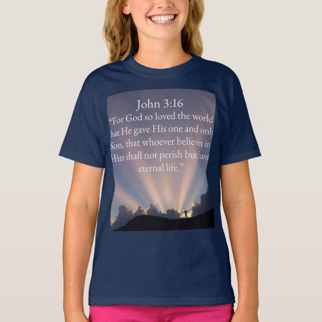Camiseta Feminina Versículo Bíblico João 3:16 (Frente)
