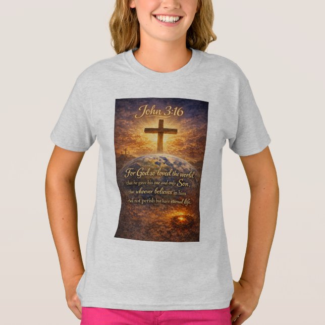 Camiseta Feminina Versículo Bíblico João 3:16 (Frente)