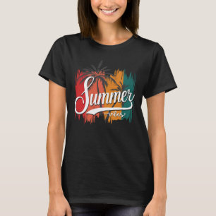 Camiseta Feminina Vibrações de Verão e Palmeiras a
