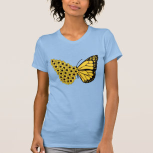 Camiseta feminina vintage de borboleta girassol mo