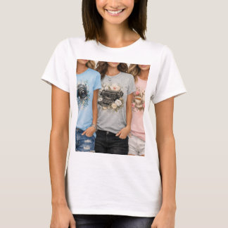 Camiseta Feminina Vintage Floral Gráfica Cute 