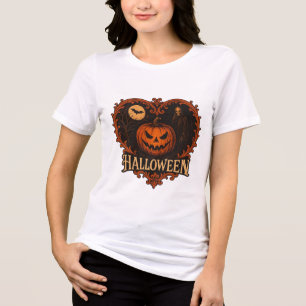 Camiseta Feminina Vintage Halloween Abóbora & Ceif