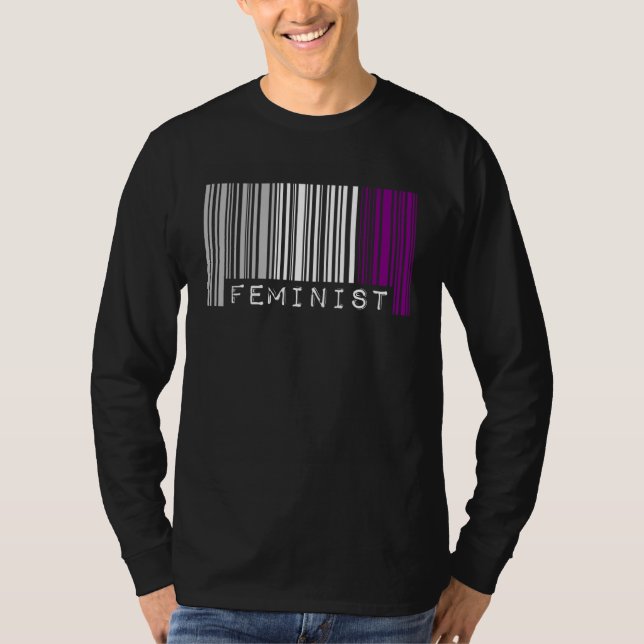 Camiseta Feminist Asexual Pride Flag Barcode Pro Choice Fem (Frente)