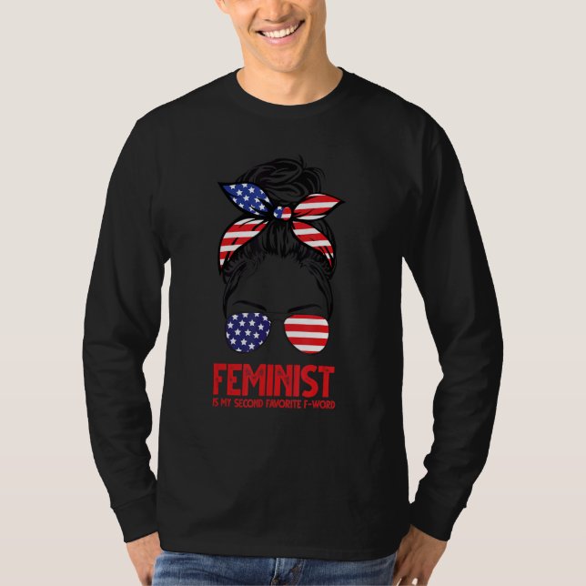 Camiseta Feminist is My Second Favorite F-Word Messy Bun (Frente)