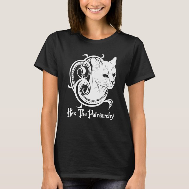 Camiseta Feminist Witch Black Cat Hex The Patriarchy (Frente)