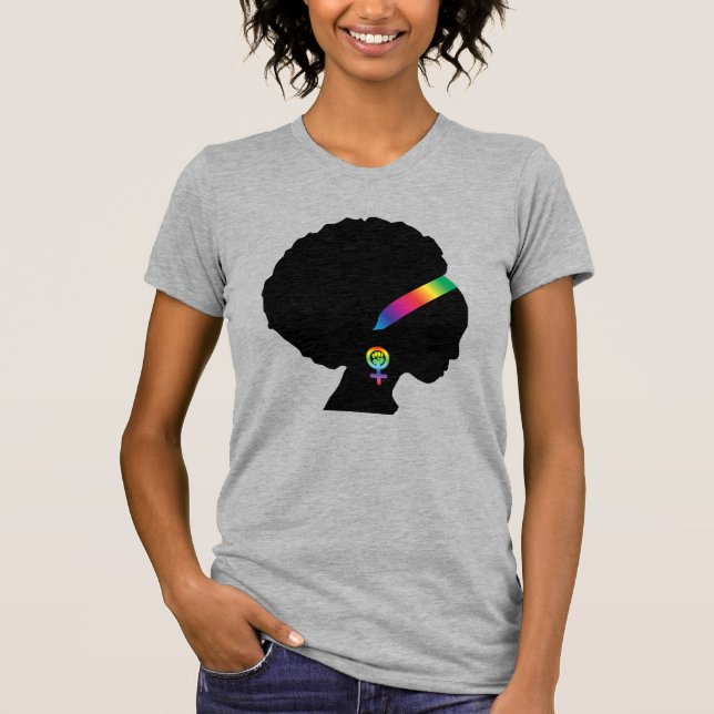 Camiseta Feminista afro-americana LGBTQ+ (Frente)