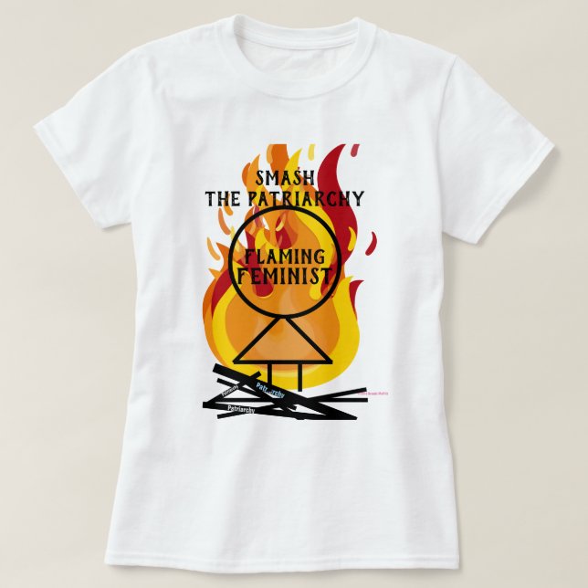Camiseta Feminista Flamejante Esmaga o Patriarcado RBG 15 (Frente do Design)