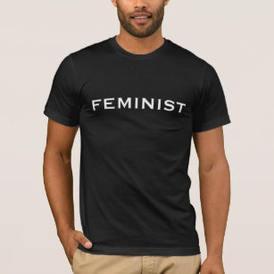 Camiseta Feminista — texto branco em negrito a preto