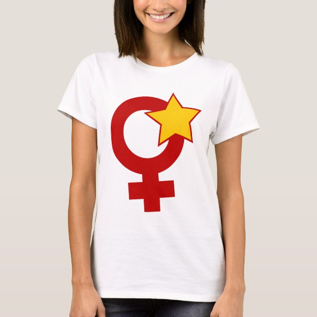 Camiseta Feminista vermelha na boneca branca (Frente)