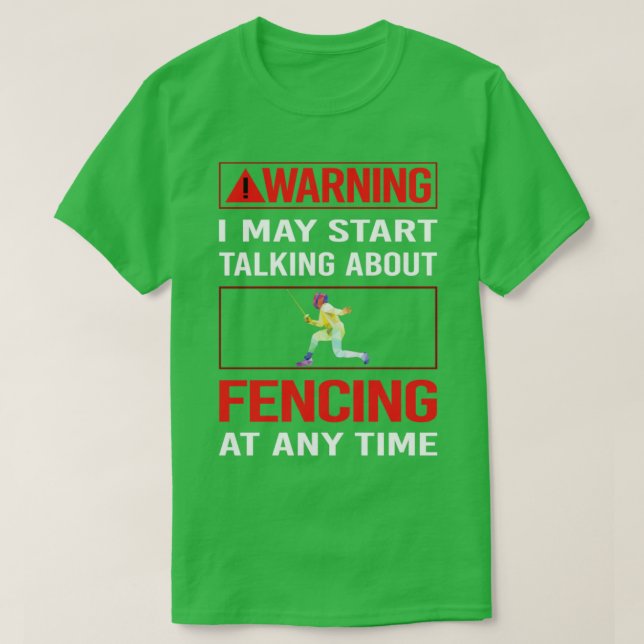 Camiseta Fencer de Esgrima de Aviso Vermelho (Frente do Design)
