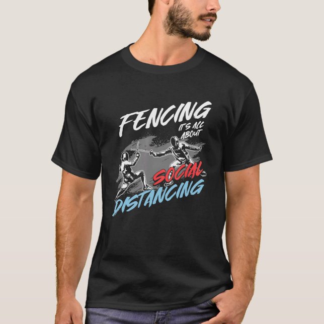 Camiseta Fencing Social Distancing Fencer Fence Mask Long S (Frente)