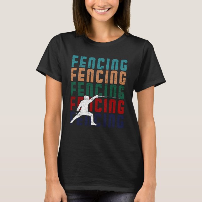 Camiseta Fencing Vintage Retro Design Fencer (Frente)
