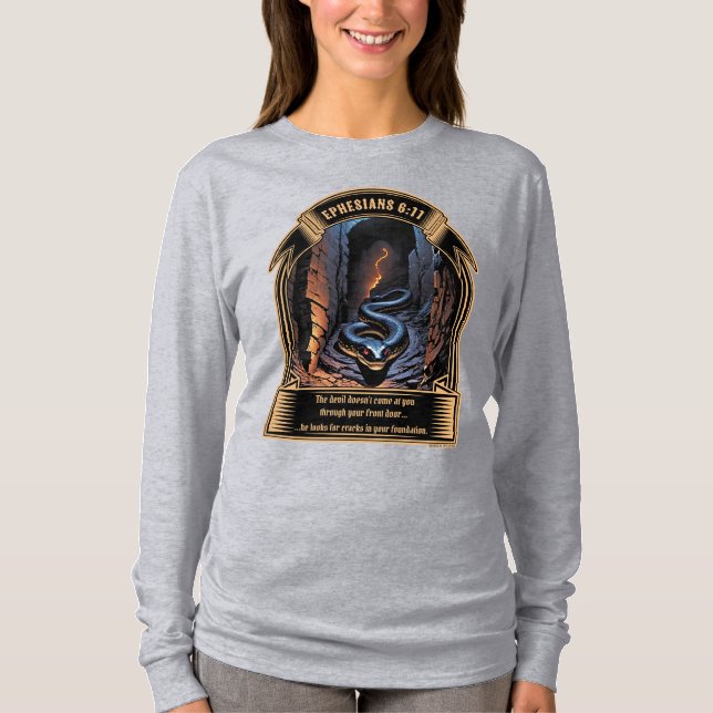 Camiseta Fendas Em Sua Fundação Efésios 6:11 (Frente)