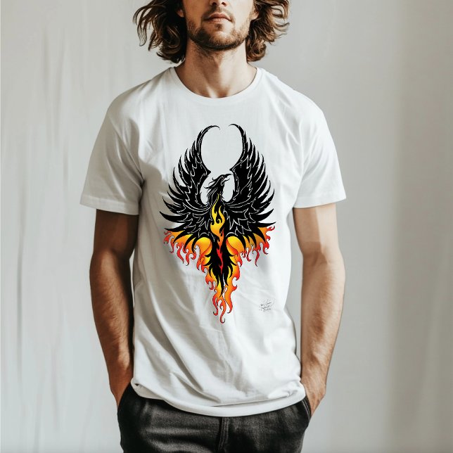 Camiseta Fênix Ardente Erguendo-se Pássaro de Fogo Chamas T (Criador carregado)