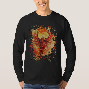 Camiseta Fênix Ascendente Chama Gráfica Negrito Pássaro Fog