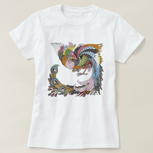 Camiseta Fênix chinesa ou Feng Huang T-Shirt (Frente do Design)