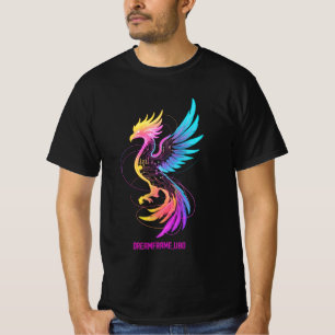 Camiseta Fênix Retro Synthwave – Neon Ciberpunk Glowing B