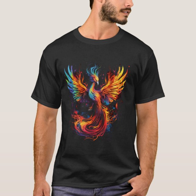Camiseta Fênix Trabalho de arte Firebird renascer Pássaro M (Frente)