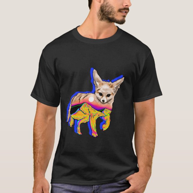 Camiseta Fennec do Deserto Pôr do Sol Branco (Frente)