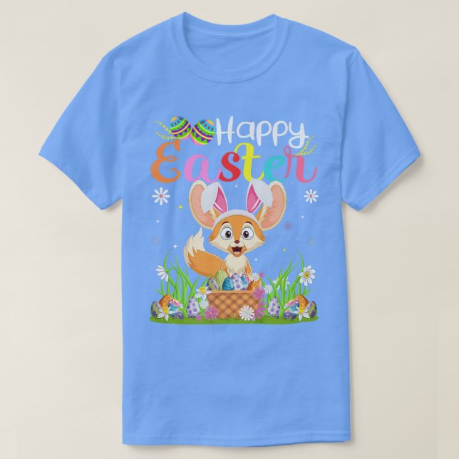 Camiseta Fennec Fo Bunny Egg Caçando Funny Fennec Fo Happy (Frente do Design)