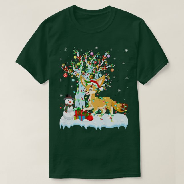 Camiseta Fennec Fo Xmas Tree Lighting Santa Hat Fennec Fo C (Frente do Design)