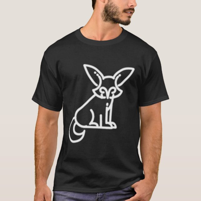Camiseta Fennec Fox Animal Crachá Patch Line Art Icon Outli (Frente)