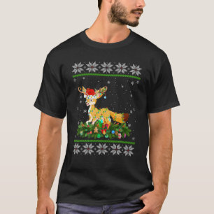 Camiseta Fennec Fox Christmas Lights Reindeer Santa Hat Ugl