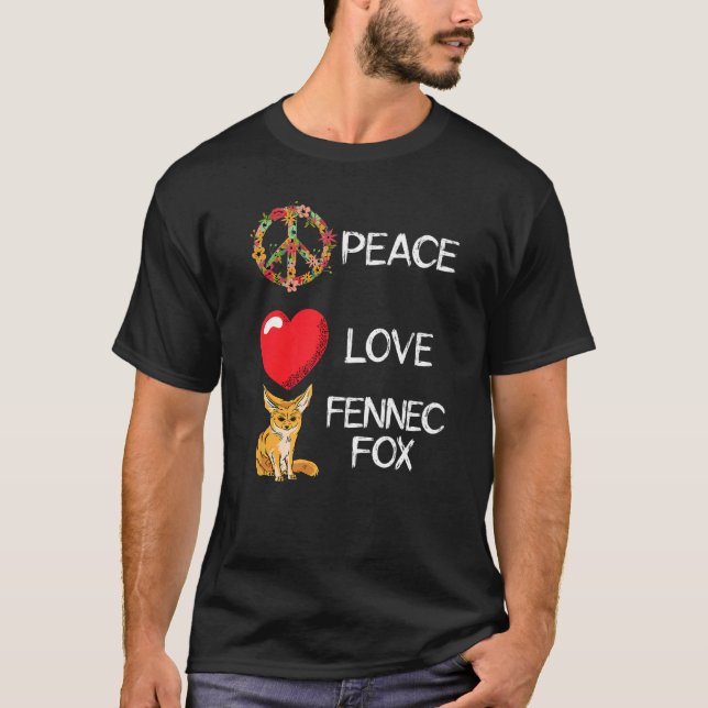Camiseta Fennec Fox Love Peace Heart Unity Animal Fennec Fo (Frente)