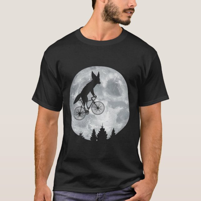 Camiseta Fennec Fox Riding Moon Bike Halloween Lunar Cyclin (Frente)