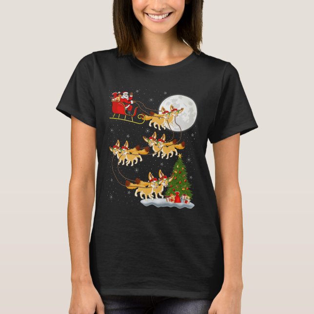 Camiseta Fennec Fox Santa Sleigh Flying Funny Magical Chris (Frente)