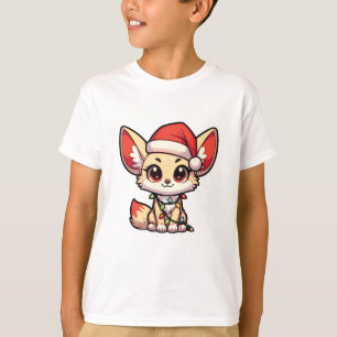 Camiseta Fennec Merry Natal Animais De Inverno Fenneces Cut