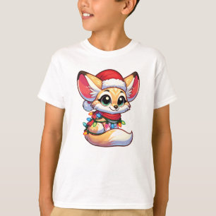 Camiseta Fennec Merry Natal Animais De Inverno Fenneces Cut