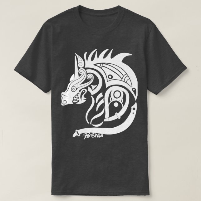 Camiseta Fenrir Viking Norse Wolf White (Frente do Design)
