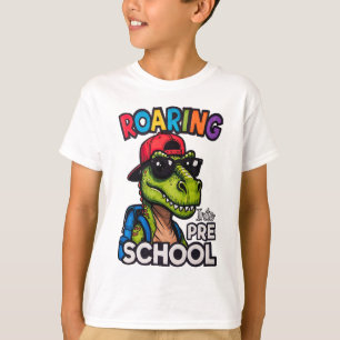 Camiseta Fera Rugido na Pré-Escola Dinossauro Diversão de V