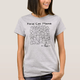 Camiseta Feral Cat Mãe para o Dia de as mães de gatinhos Ca