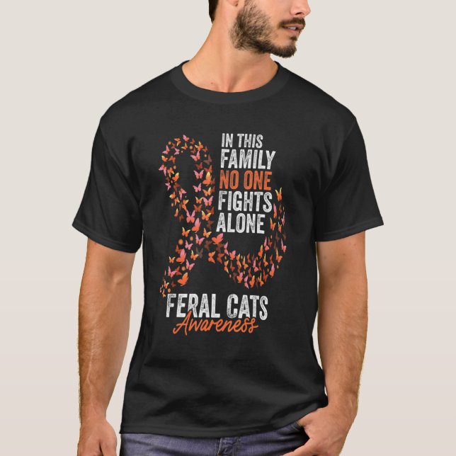 Camiseta Feral Cats Consciência Mês Borboletas Laranja Ribb (Frente)