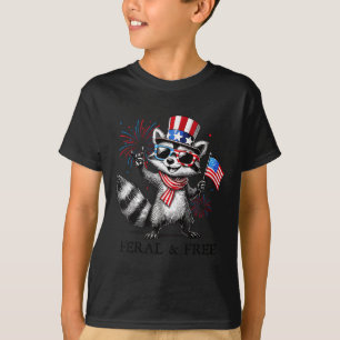 Camiseta Feral E Livre Fofinho Guaxinim Patriótico 4 De Jul