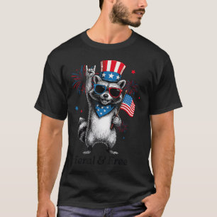 Camiseta Feral E Livre Fofinho Guaxinim Patriótico 4 De Jul