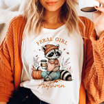 Camiseta Feral Girl Autumn Vintage Raccoon<br><div class="desc">Celebrar as vibrações confortáveis do outono com esta Camisa-T do Autumn Vintage Raccoon. Apresentando um guaxinim adorável vestido para o outono com uma bebida quente, abóboras, e folhas caindo, esta camisa captura o charme cômico da estação. Feito de materiais de alta qualidade para um ajustado confortável, é perfeito para excursões...</div>