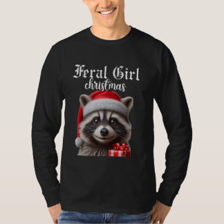 Camiseta Feral Girl Christmas Raccoon