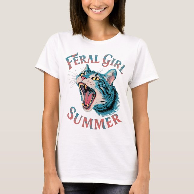 Camiseta Feral Girl Summer Cat (Frente)